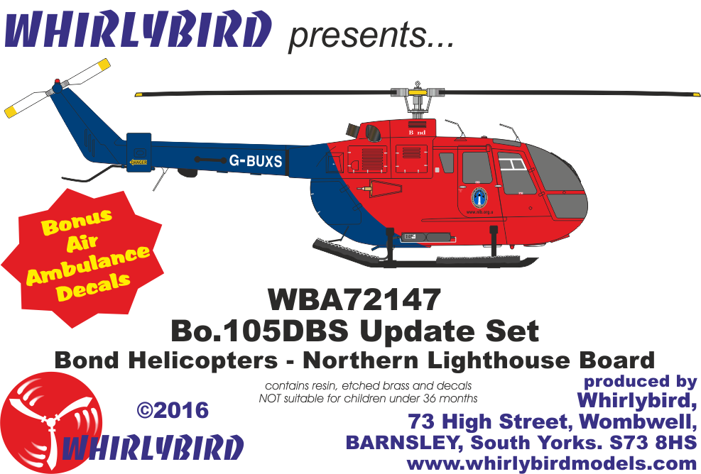 1/72 WBA72147 Bo.105DBS Bond - Northern Lighthouse Board + East Anglian Air Ambulance Detail Set